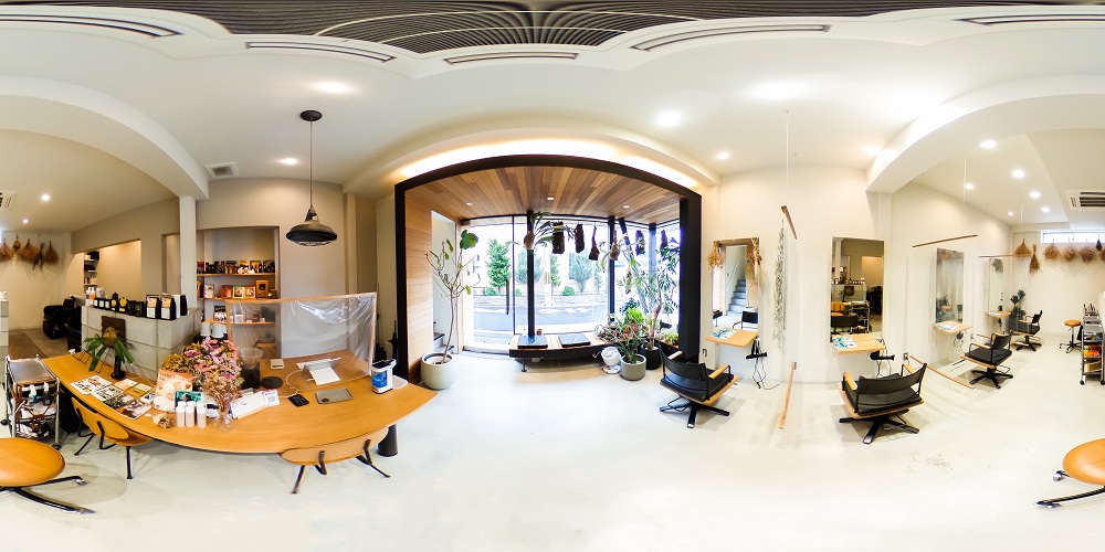 京都府向日市にある美容室サロンでのインドアビュー３６０°パノラマ画像の出張撮影