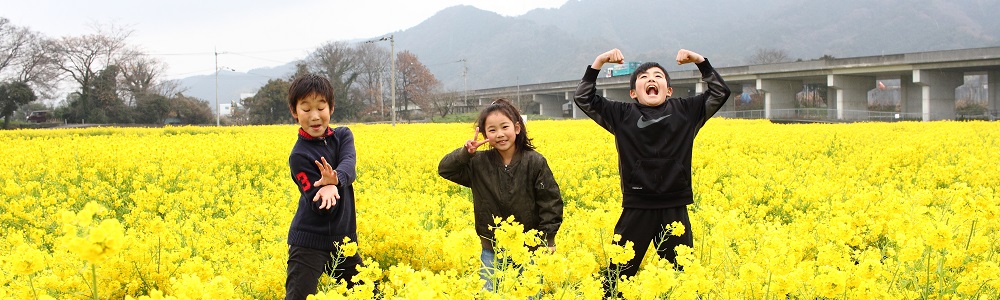 愛媛県で菜の花畑での記念写真出張撮影